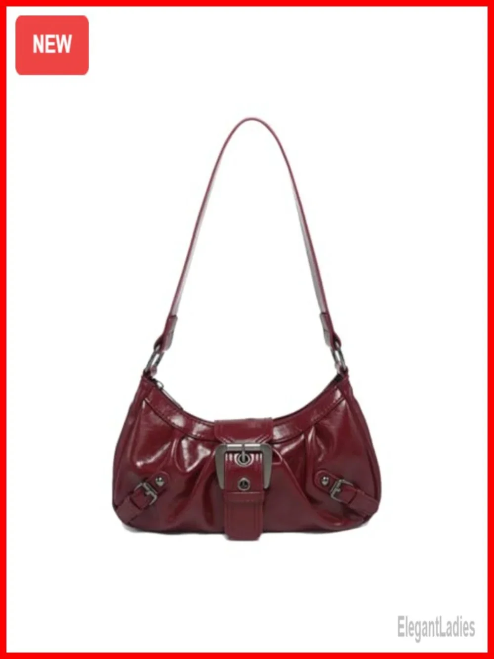 Small Hobo Bag Faux Leather Shoulder Clutch Punk Purse